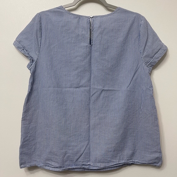 Crown & Ivy Pinstripe and Embroidered Floral Blouse - Picture 2 of 5